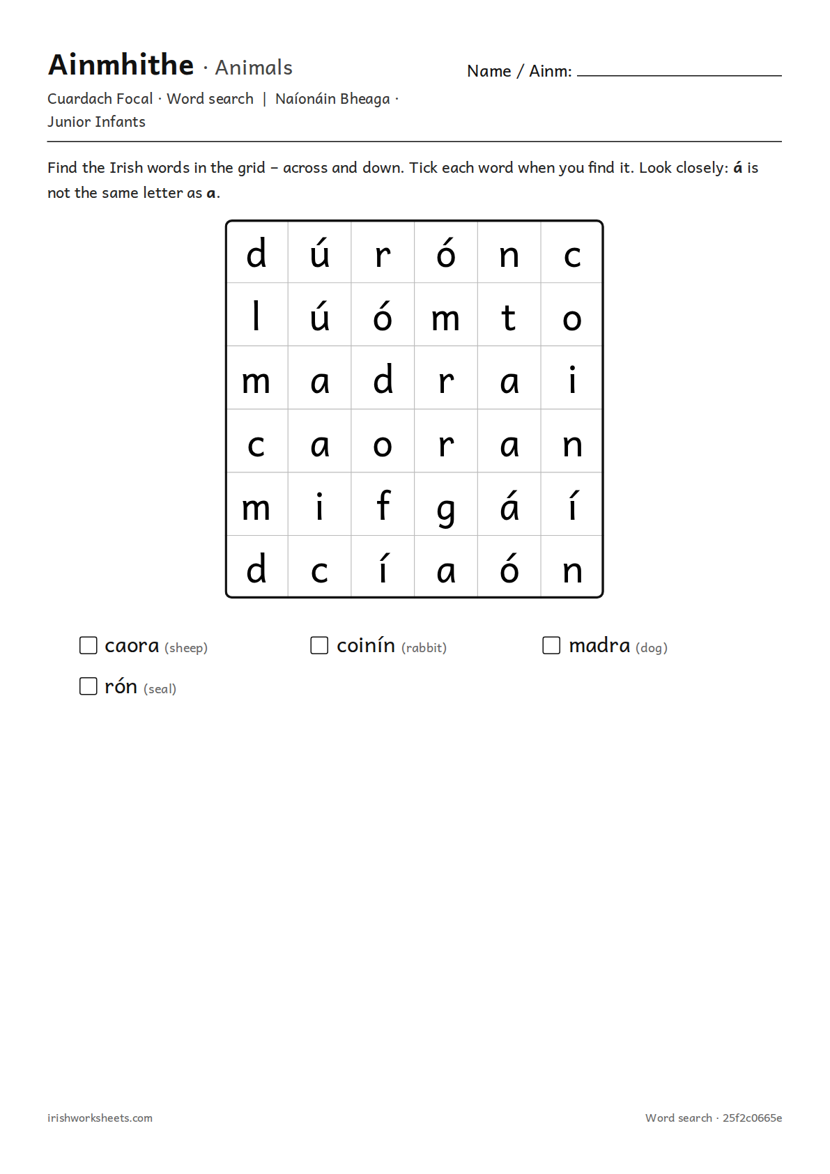 Preview of the animals word search worksheet