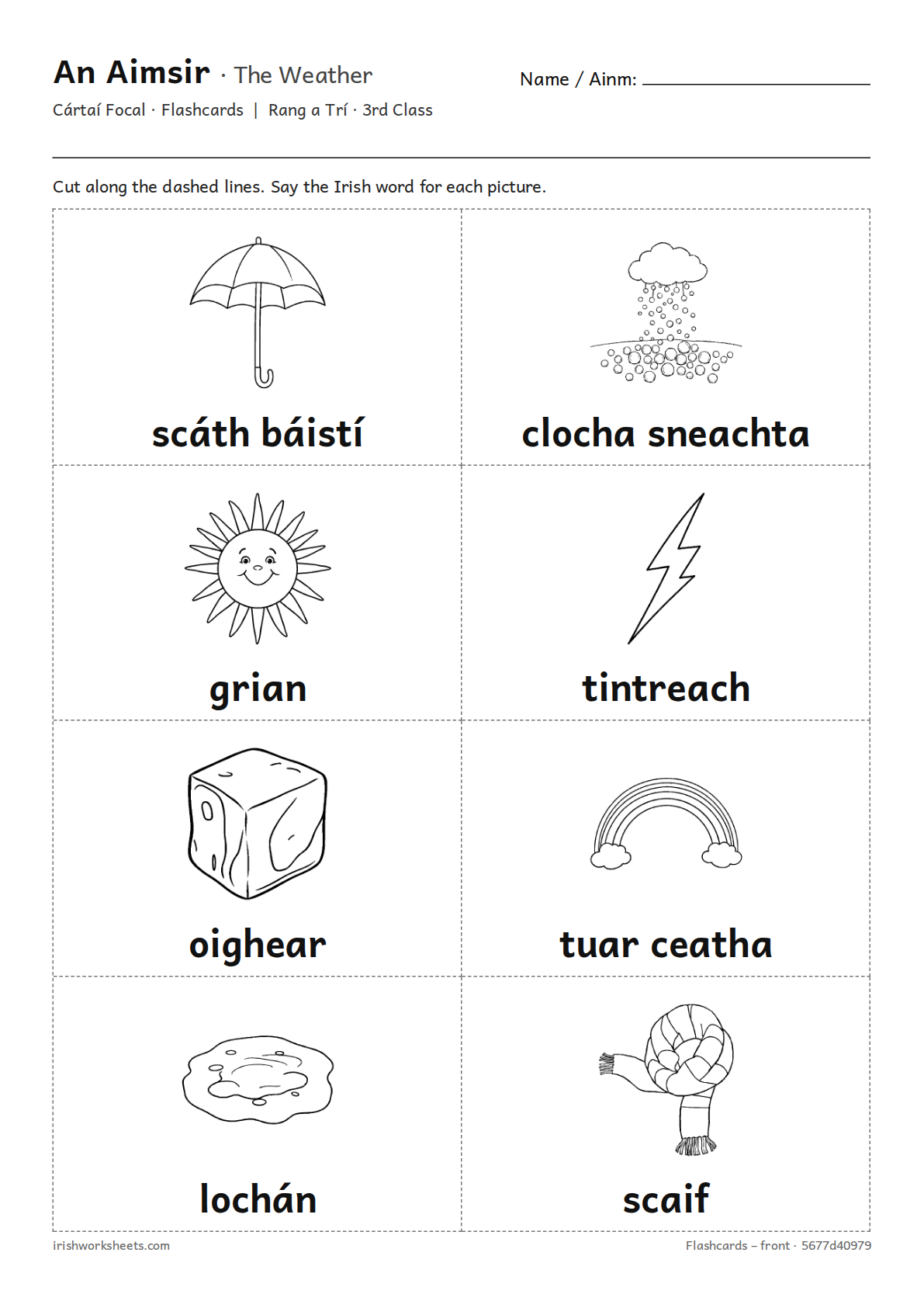 Preview of the the weather flashcards worksheet