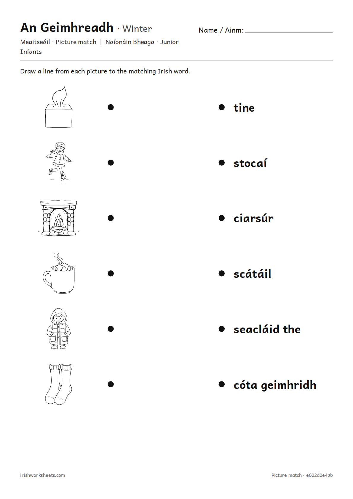 Preview of the winter picture match worksheet