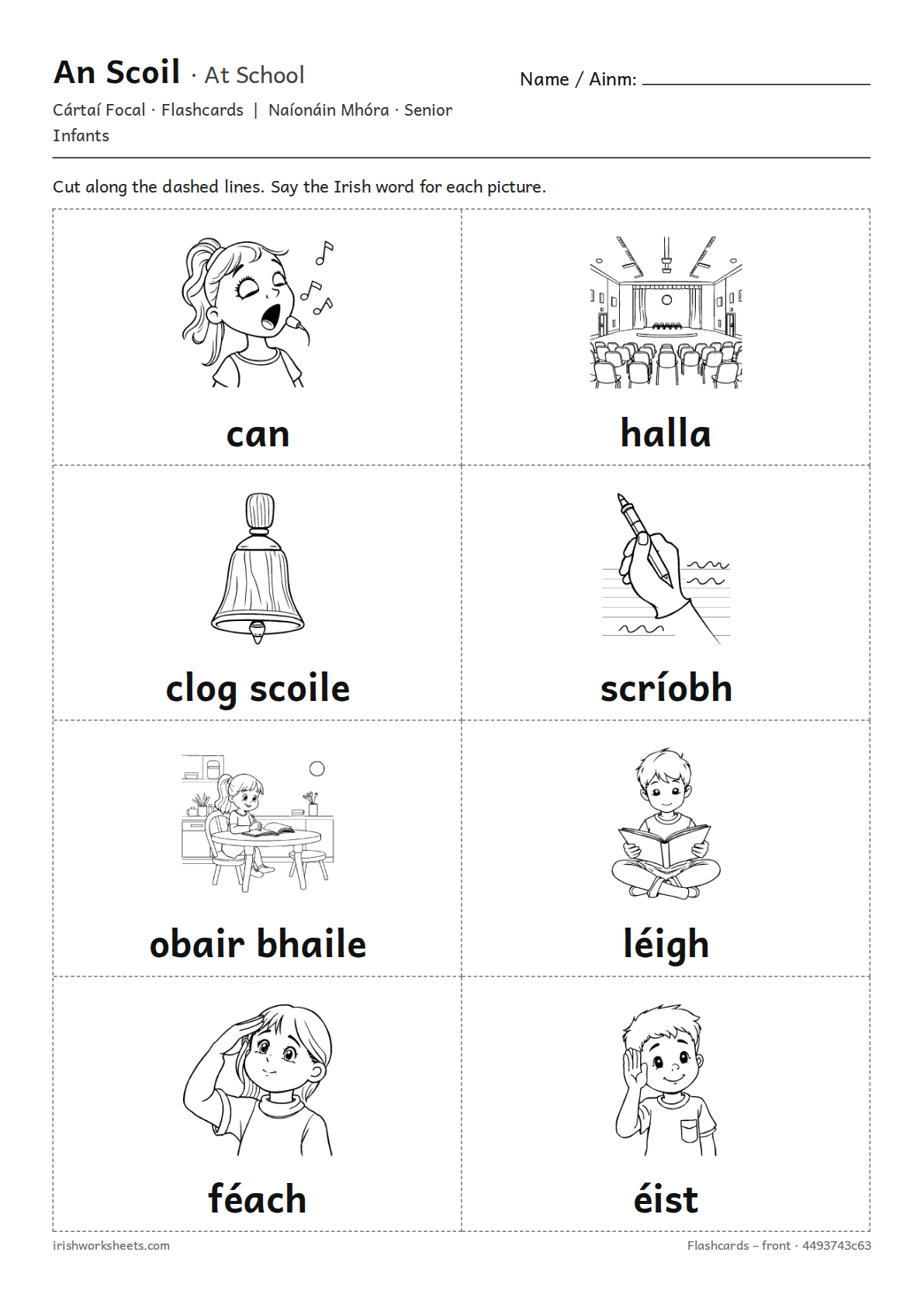 Preview of the at school flashcards worksheet