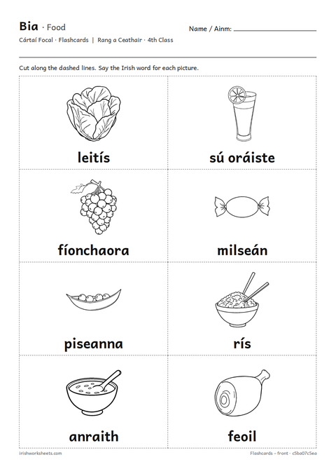 Preview of the food flashcards worksheet