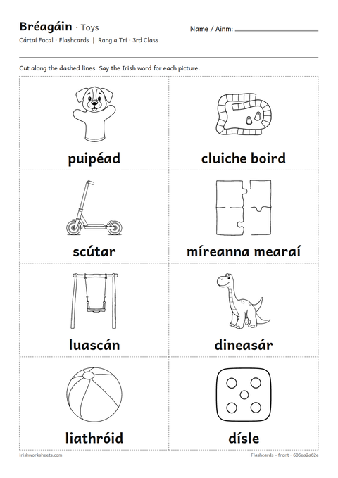 Preview of the toys flashcards worksheet