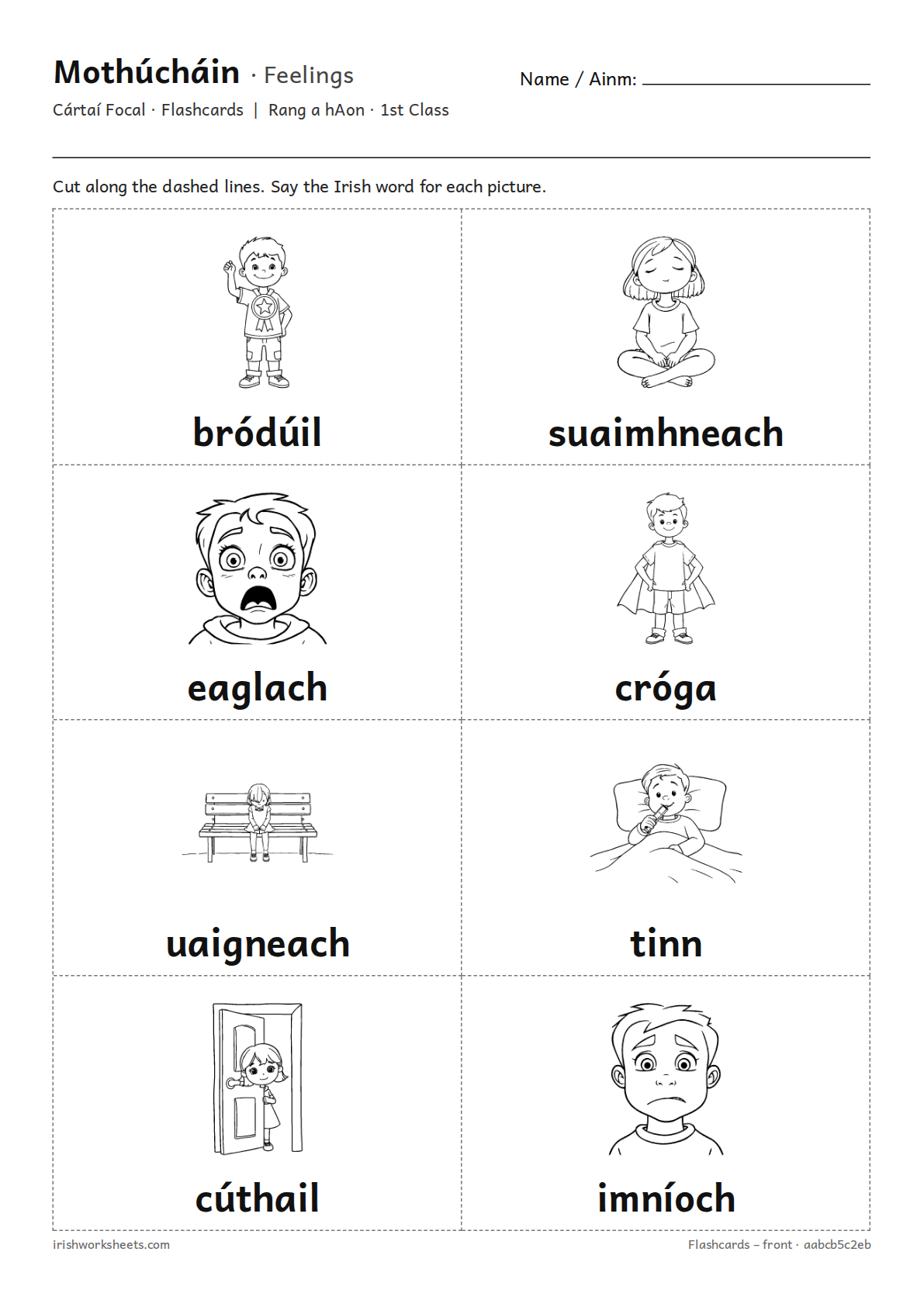 Preview of the feelings flashcards worksheet