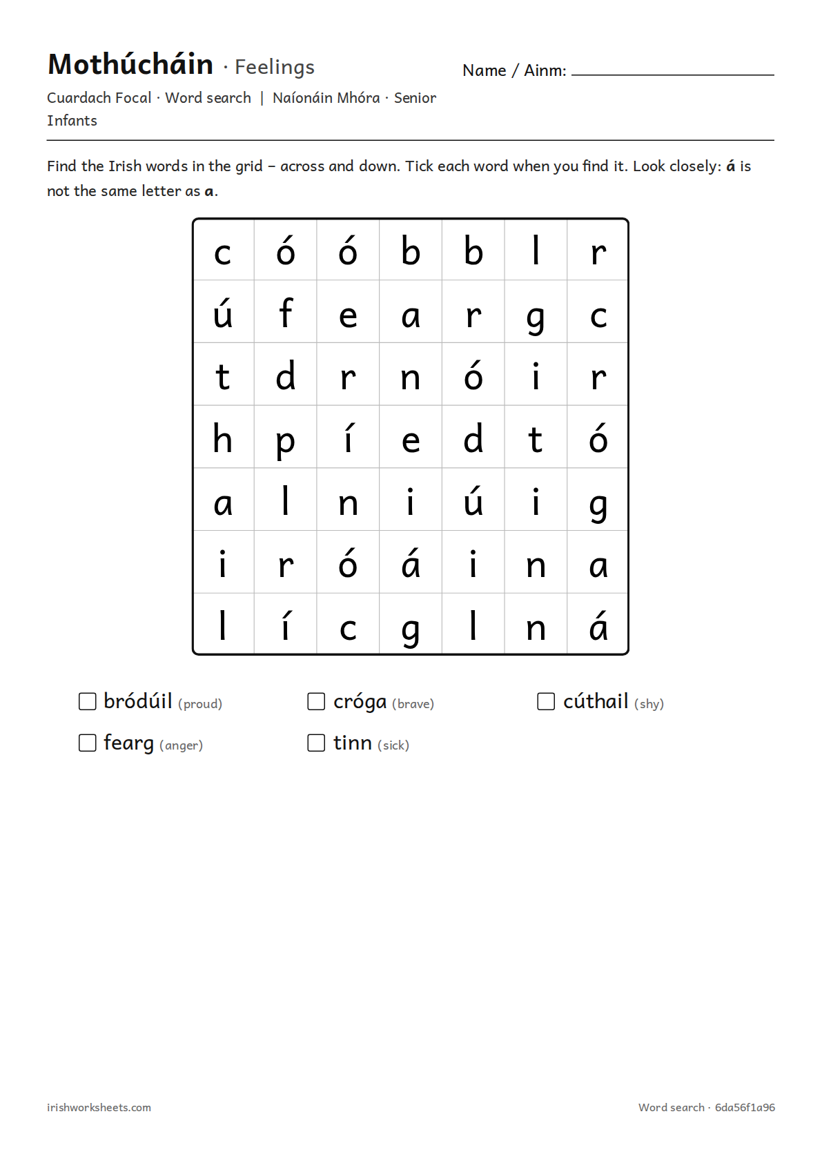 Preview of the feelings word search worksheet