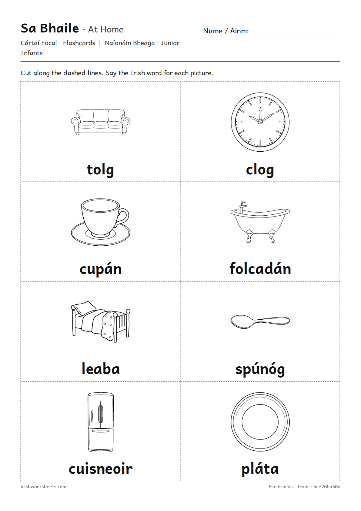 Preview of the at home flashcards worksheet